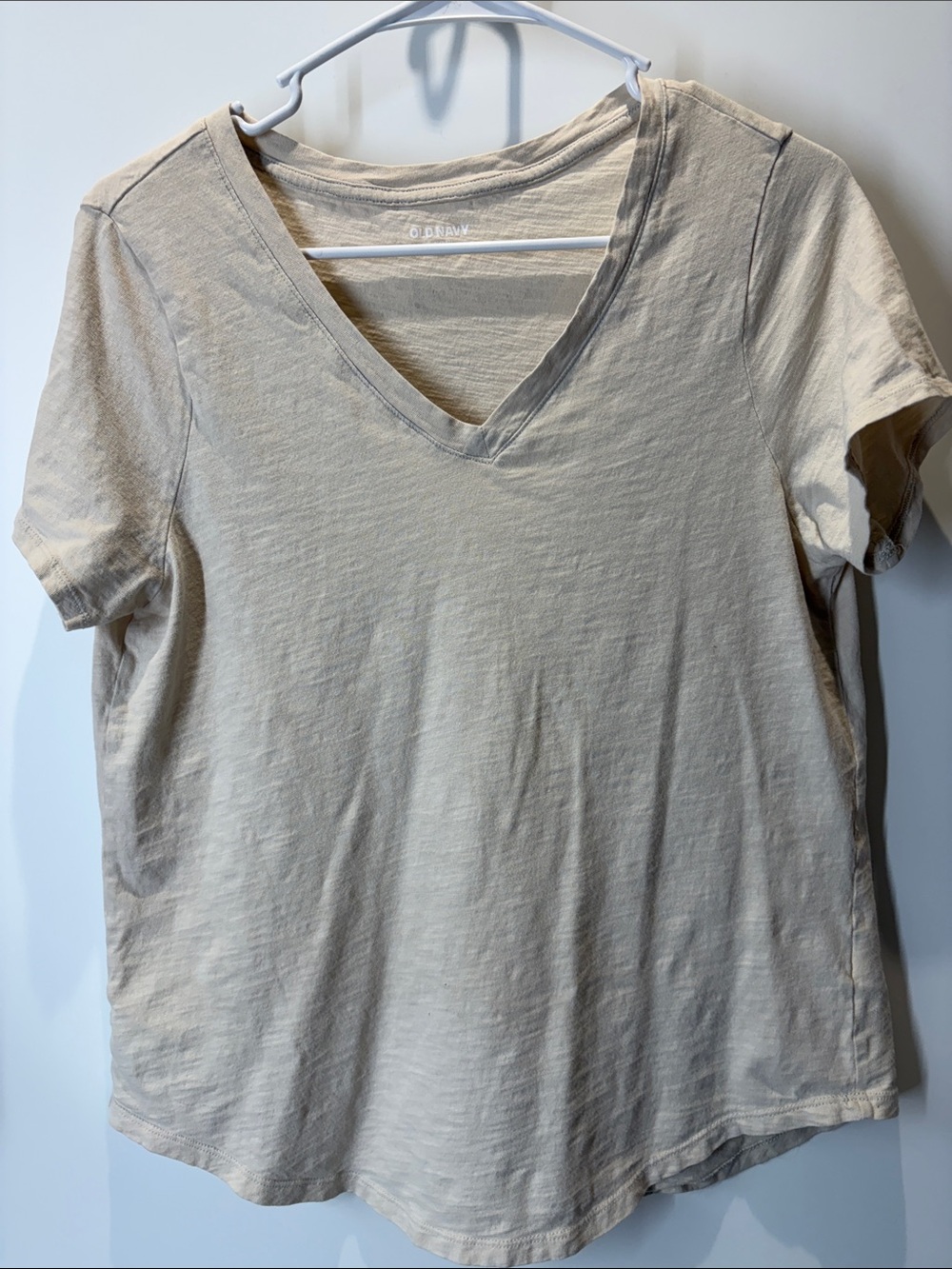 Old Navy Women's V-Neck Short Sleeve Tee - Light Cream